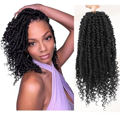 Passion Twist Crochet Hair,Passion Twist Hair 10 Inch,8 10 Inch (Pack of 8) 1B