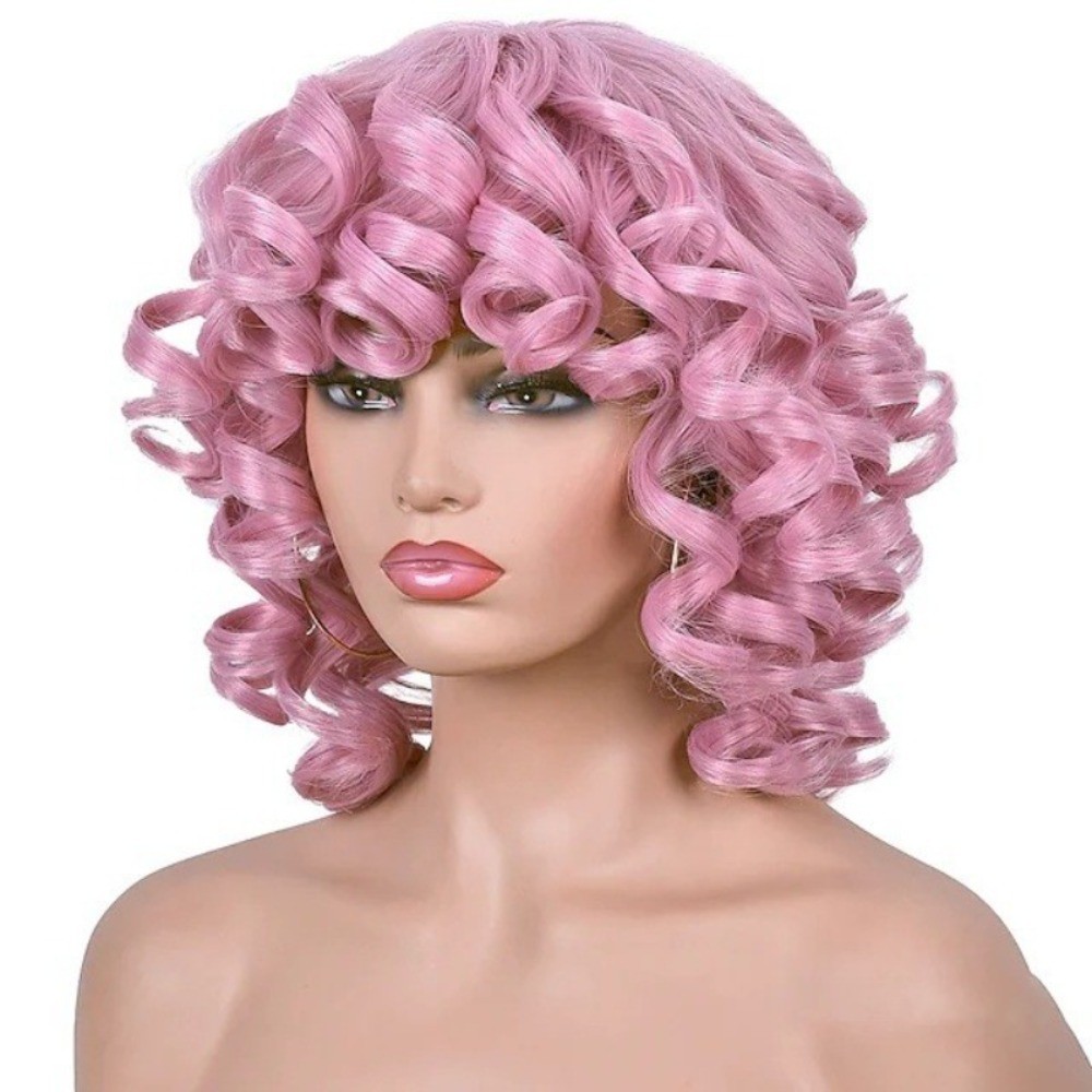 Multi-color Short Afro Kinky Curly Wig Synthetic Full Head Wig For African Women