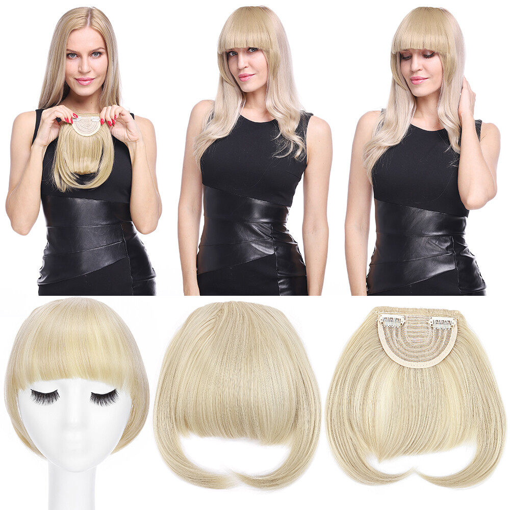 Real Thick Bangs Clip in Front Fringe AS Human Hair Extensions Fake Topper Bangs