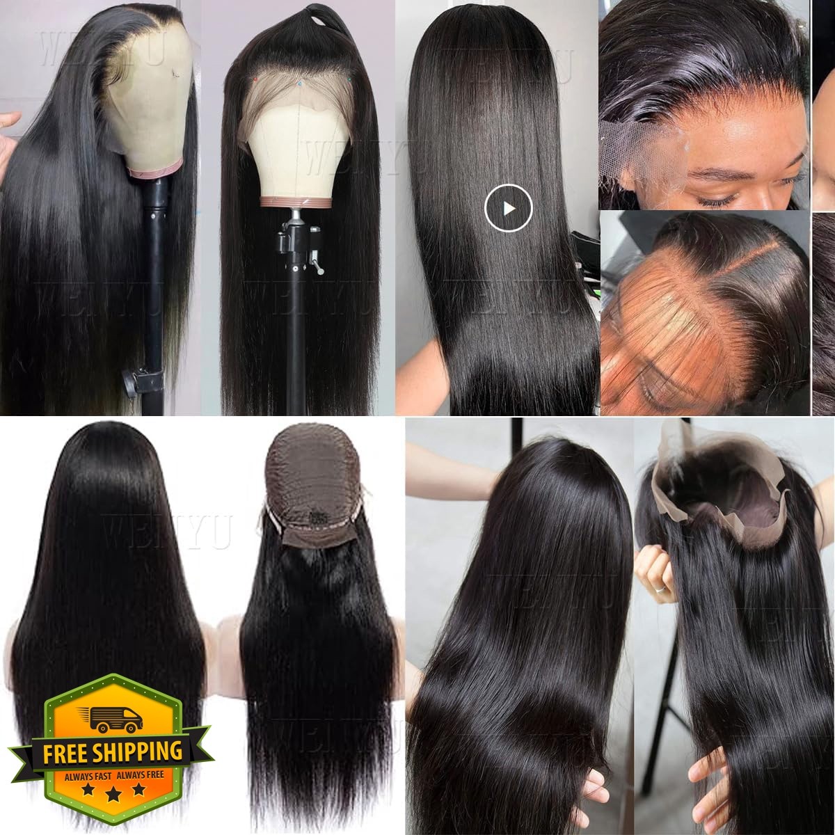wenyu 28 Inch Straight 13×6 Glueless Lace Front Wig