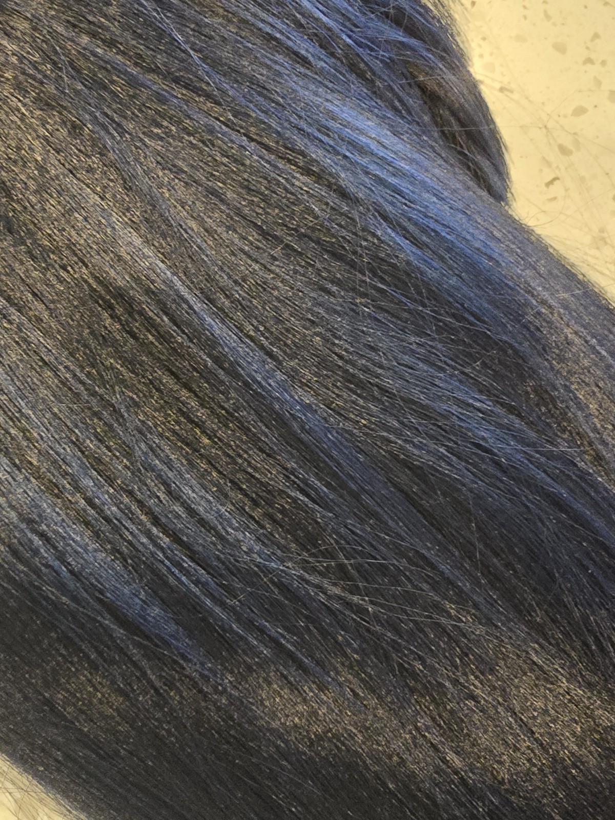 TaBeWay Long Blue/Black Synthetic Wig Layered W/ Bangs Straight 30″, Cap
