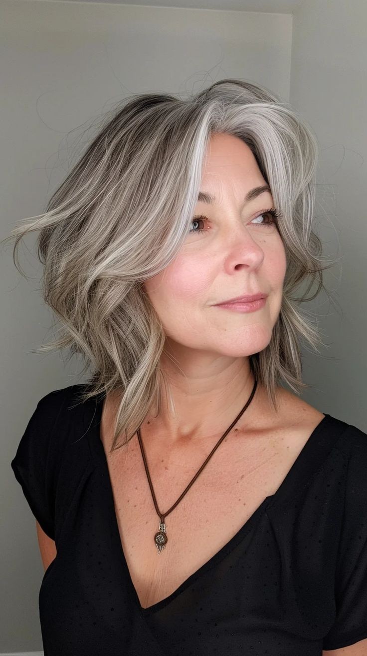 Gray Wig with Blonde Highlight Wigs Short Wave Human Hair Lace Wigs 21.5inch Cap