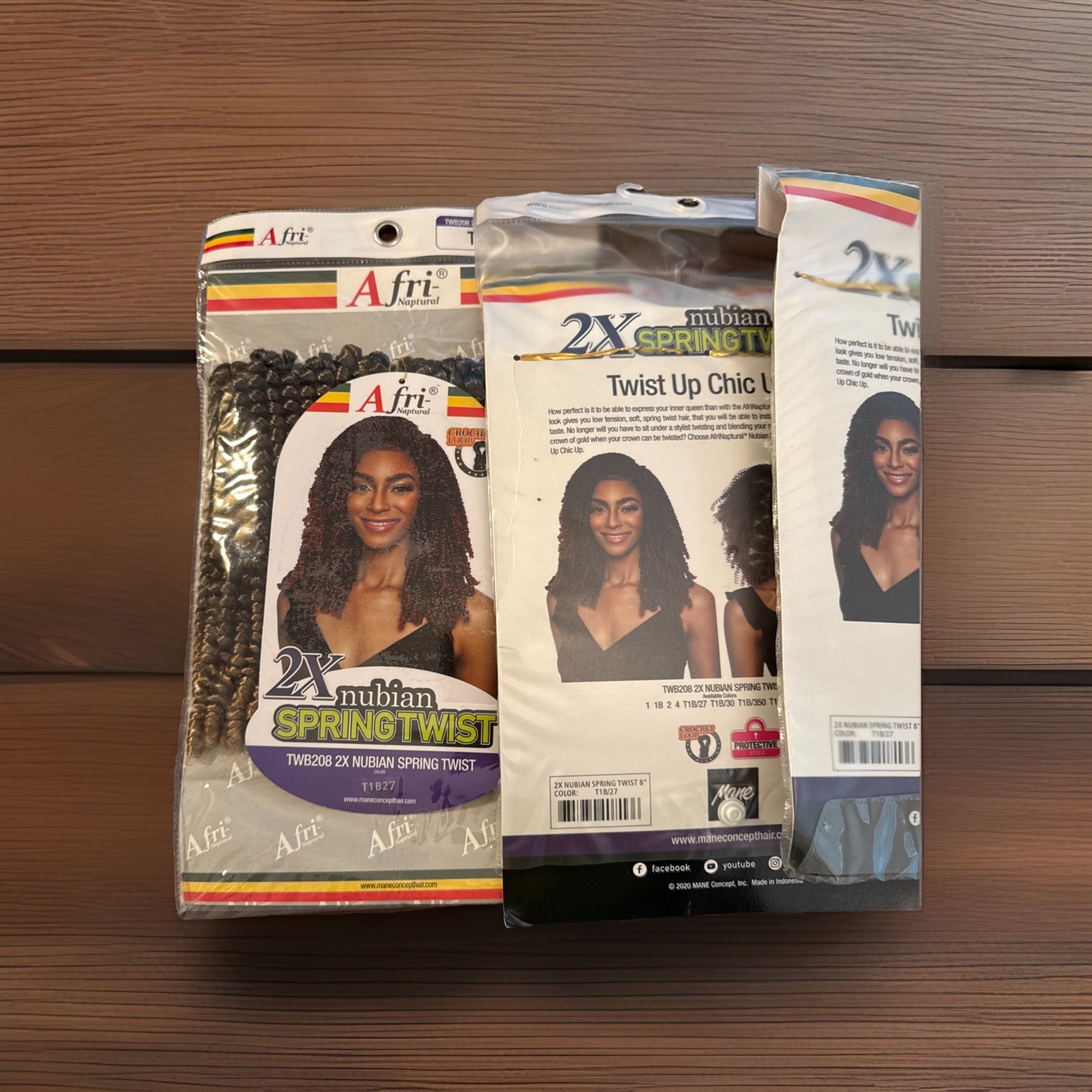 African Naptural Nubian Spring Twist Crochet Loop T1B27 Hair. 5-packs. New