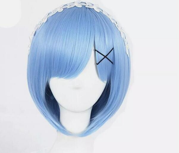 Re:ZERO -Starting Life in Another World Rem Anime Cosplay Wig Short Blue Bob Wig