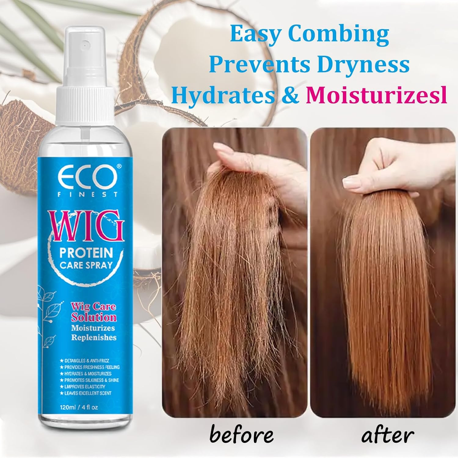Wig Hair Care Spray for Synthetic and Natural Hair Wigs, Smooth and Anti-Frizz,