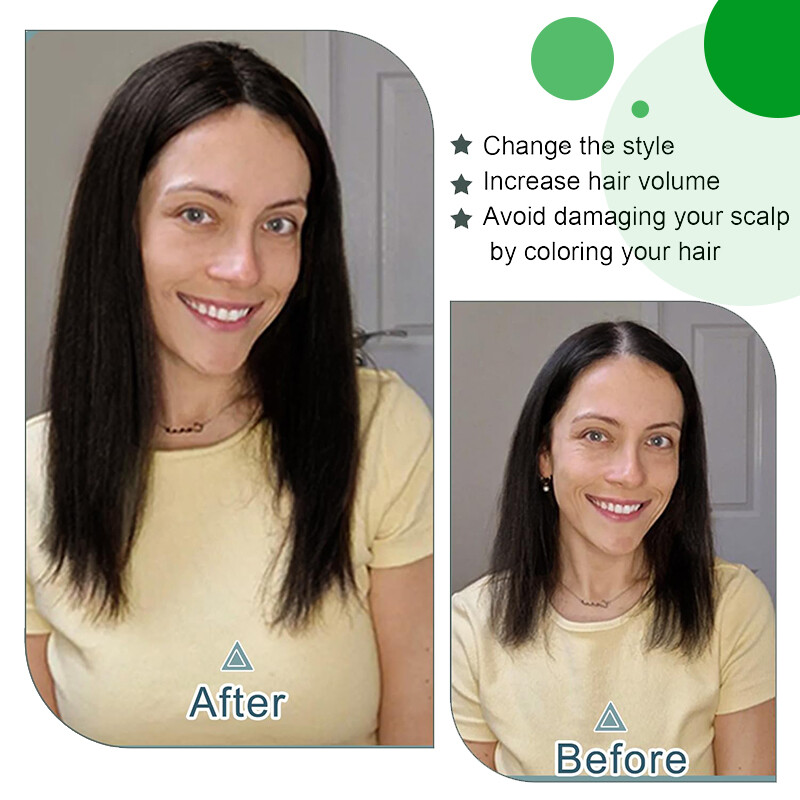 Free Part Clip In 100% Remy Human Hair Piece Top Topper Hand-Tied Lace Hairpiece