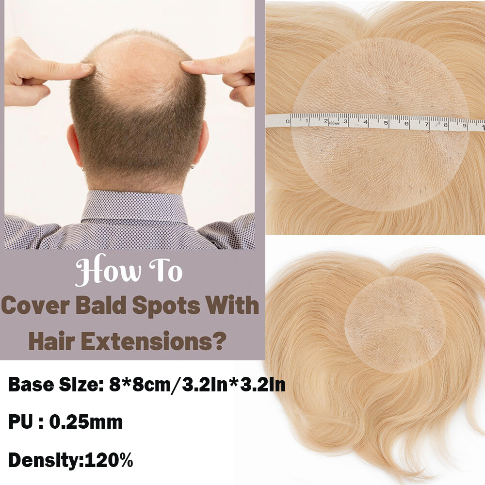 Men Frontal Hairline Temple Hair Patch Remy Human Hair Cover up Topper Bald Spot