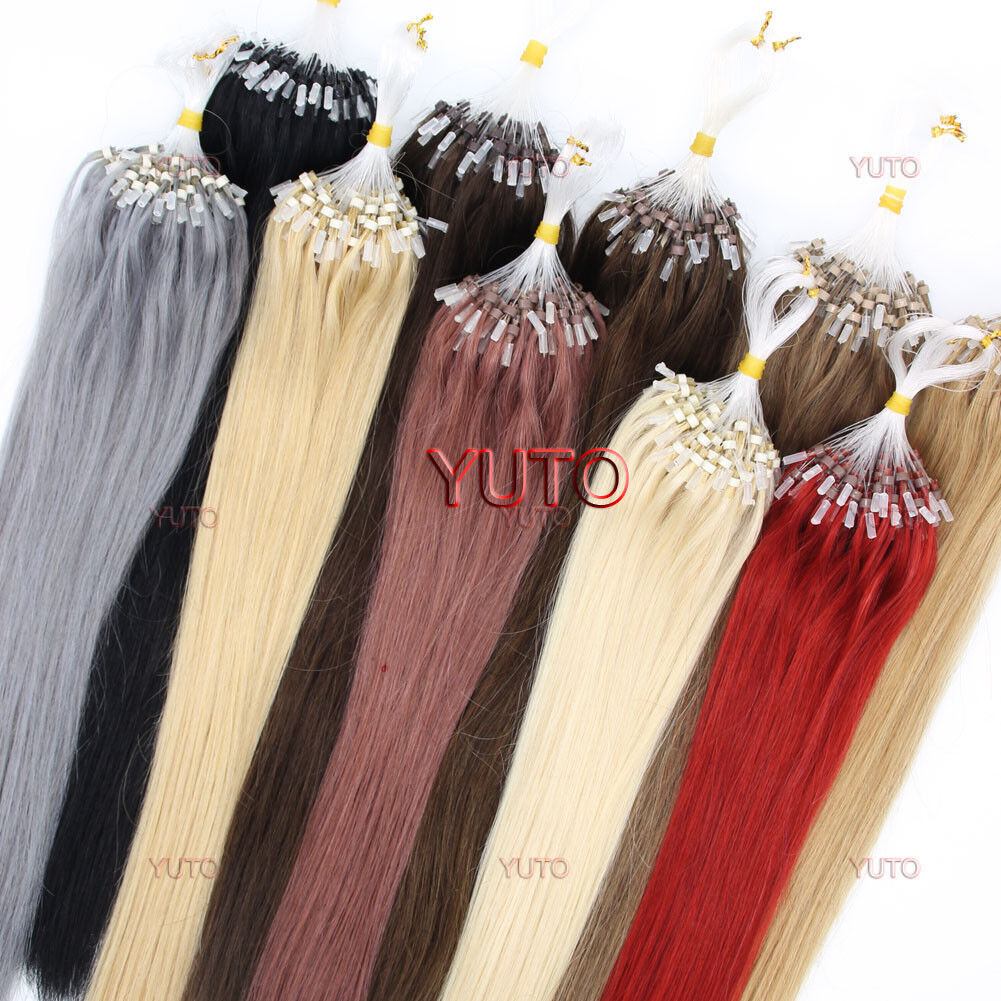 Micro Ring Beads Link Hair Extensions Real Human Hair Russian Remy Hair Straight