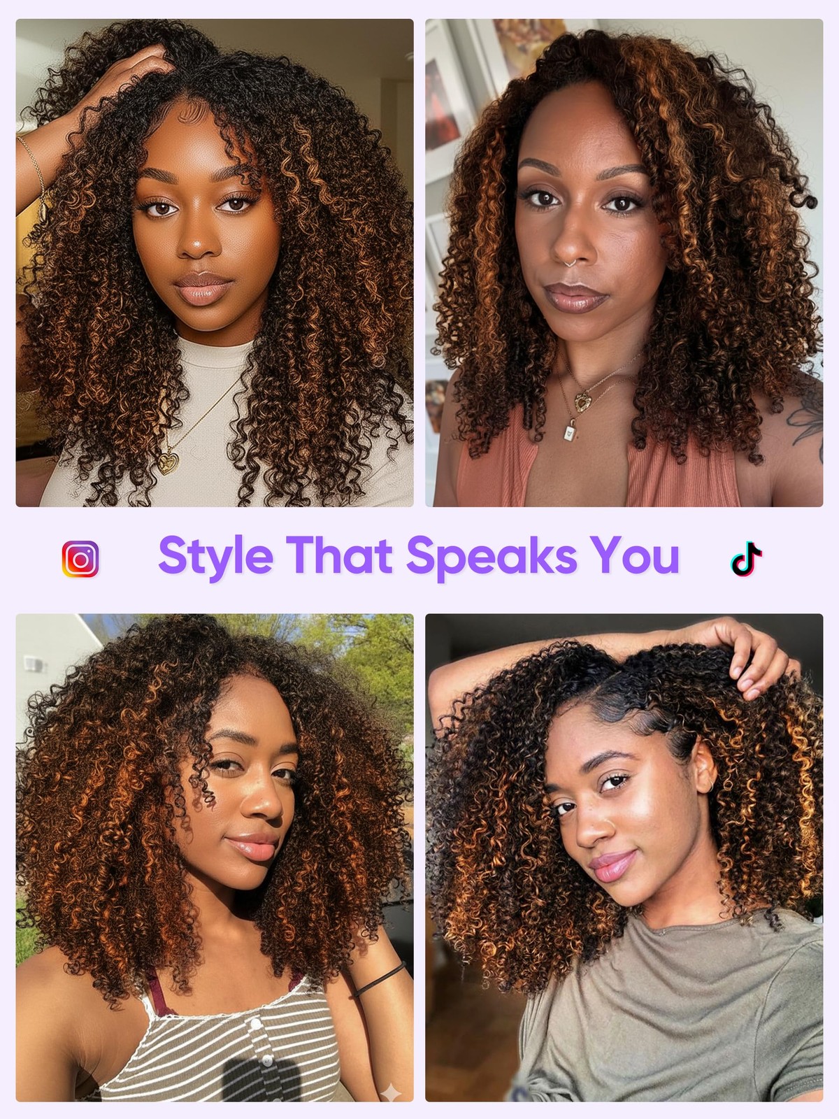 Wigchic 12 Kinky Curly Half Wig Human Hair Drawstring Fb/30 Balayage Highlight
