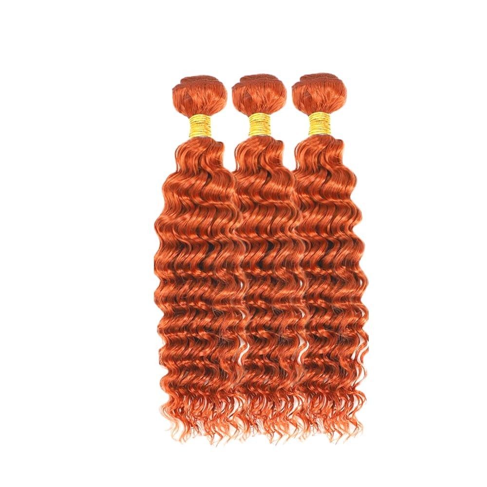 Mavkuvx 350 Ginger Orange Bundles Deep Wave Bundles Human Hair 18 18 18 Inch