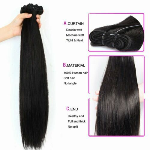 Double Weft Human Hair Extensions Sew in Machine Weave Remy Hair Bundles Thick