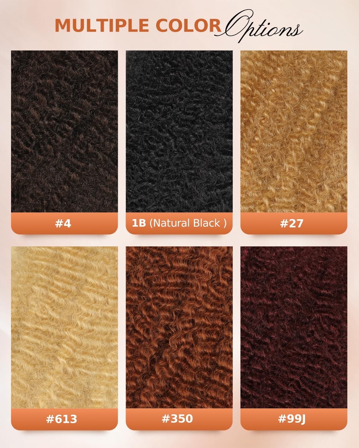 BEEOS Afro Kinky Bulk Human Hair 16″ 50g Honey Blonde 4C Kinky Curly FREE SHIP