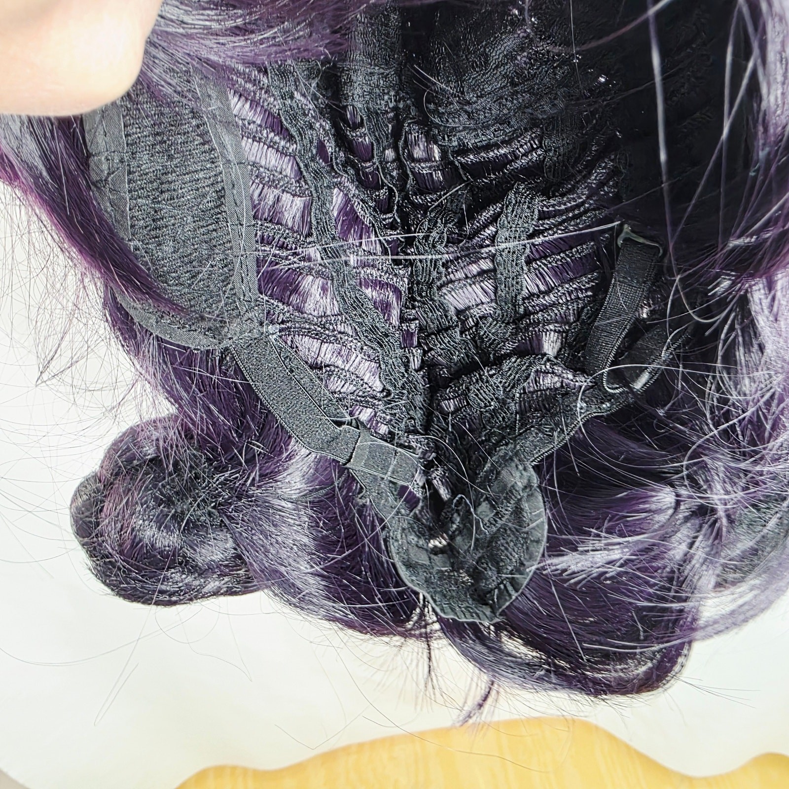 Short Black Purple Cosplay Wig with 2 Buns for Women Halloween Party Costume