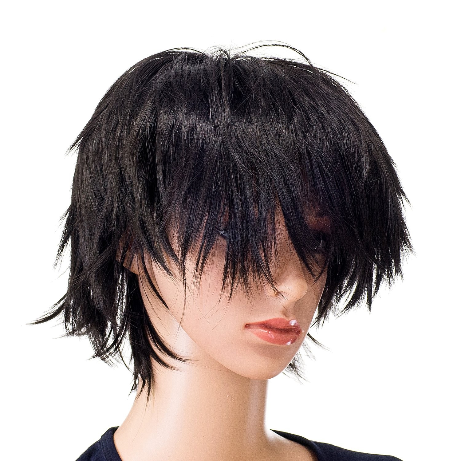 Unisex Fashion Spiky Layered Short Anime Cosplay Wig for Men and Women (1B-Of…