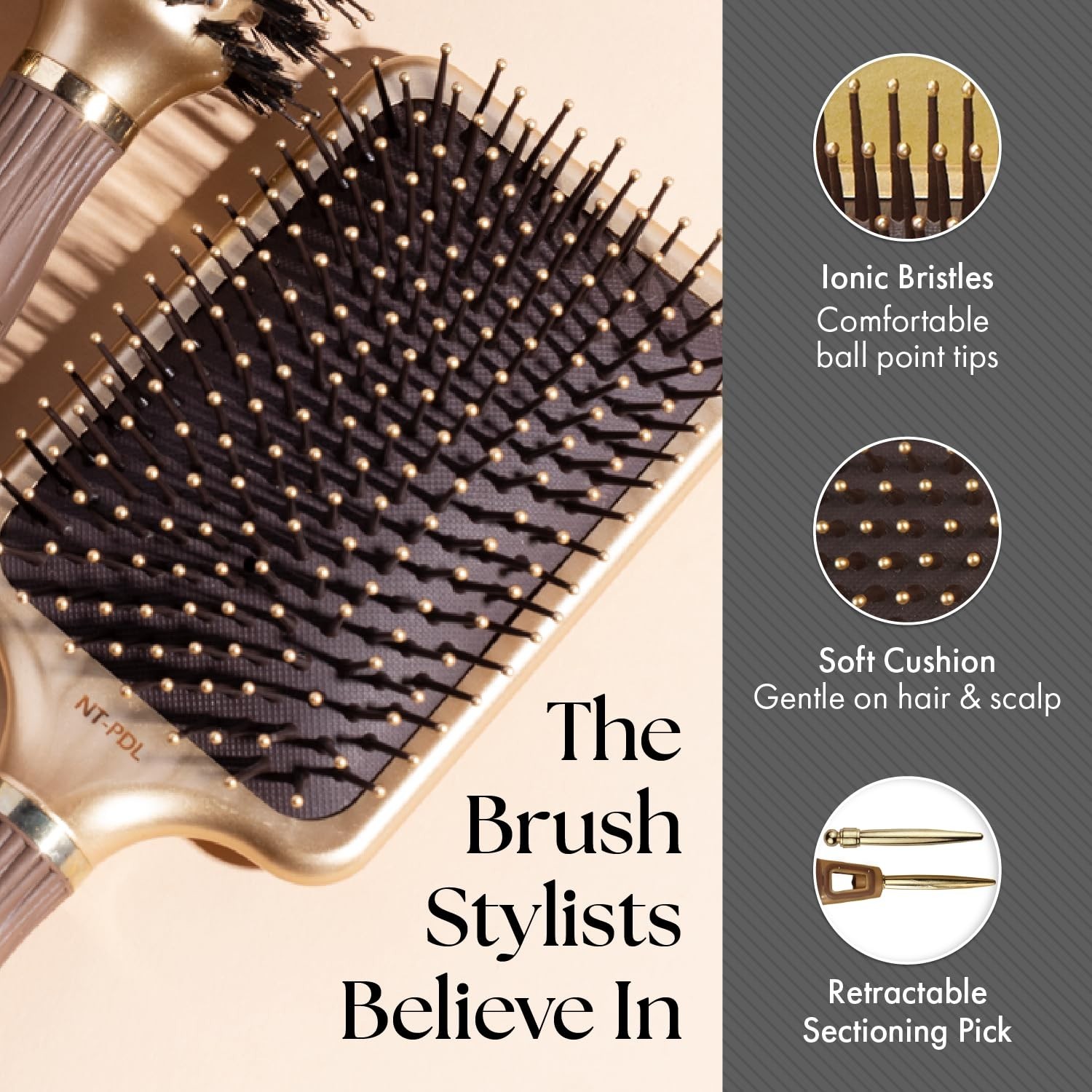 Hair Brush Ceramic Ion NanoThermic Paddle Styler Olivia Garden NT PDL