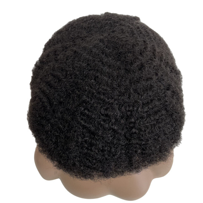 360 Lace Wave Man Toupee Hair 6MM Curly African Black Mens Replacement Hairpiece