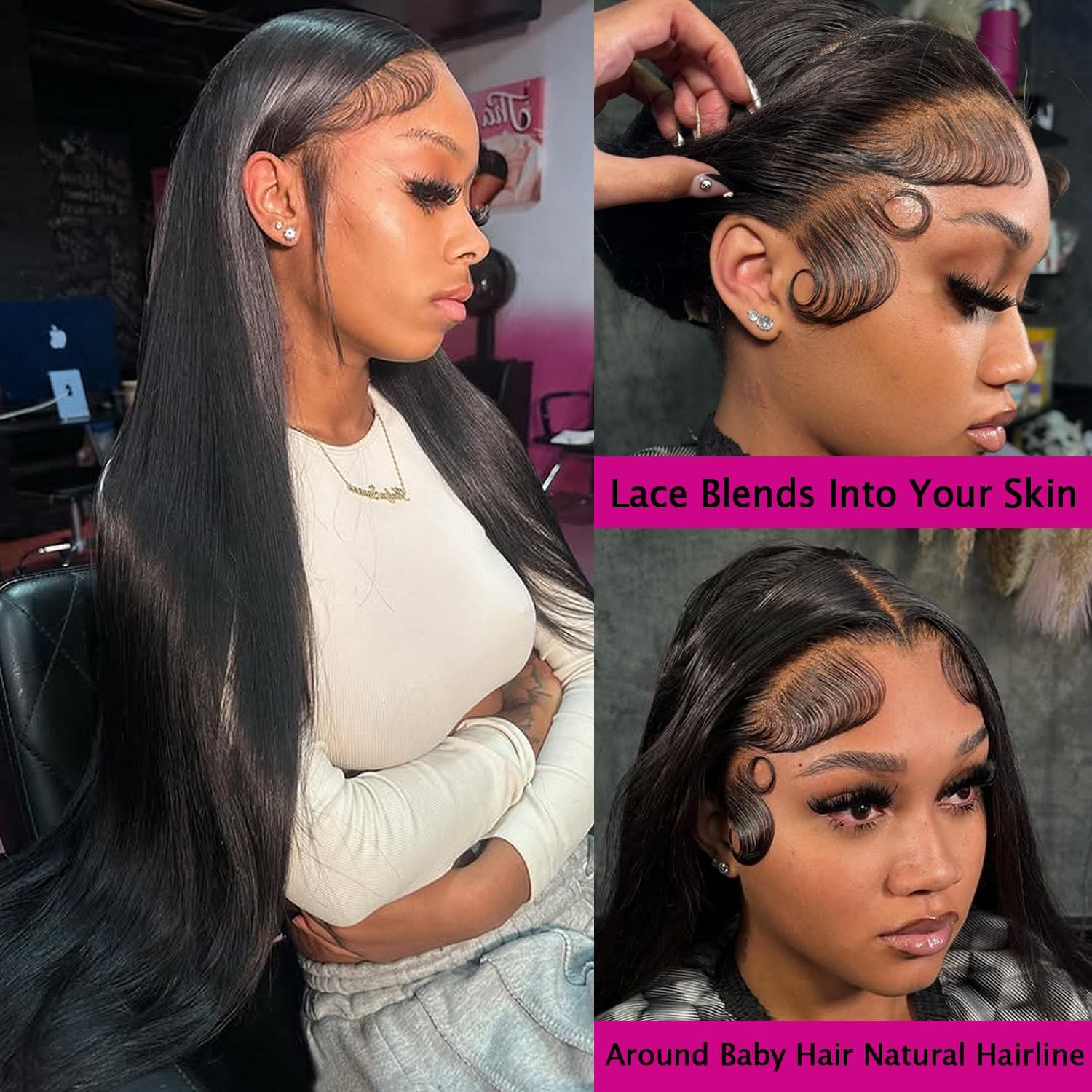 Lemoda 15A Virgin 13X4 Straight Lace Front Human Hair Wig 180 Density 22 Inch