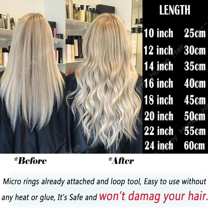 CLEARANCE Easy Loop Ring Micro Beads Real Remy Human Hair Extensions Blonde 100S