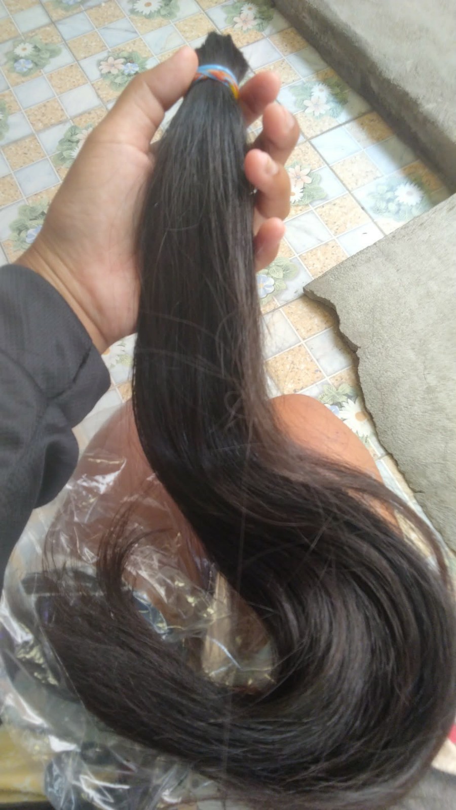 19″ 130g Virgin Human Hair Ponytail Natural Black Unprocessed A127