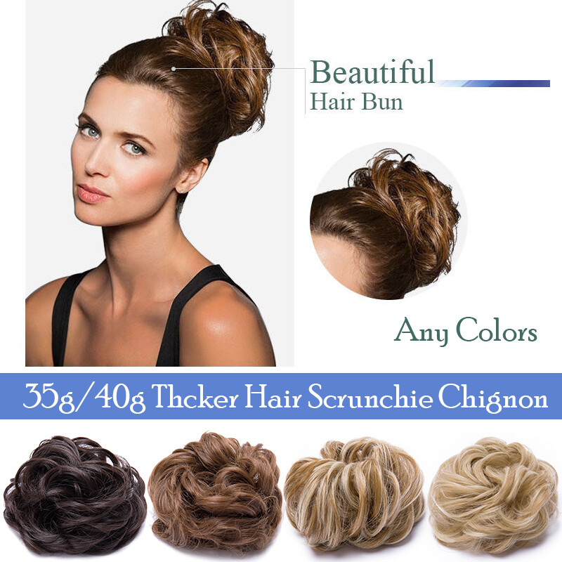 100% Real THICK Rose Messy Bun Elastic Band Hair Extensions As Human Hairpiece