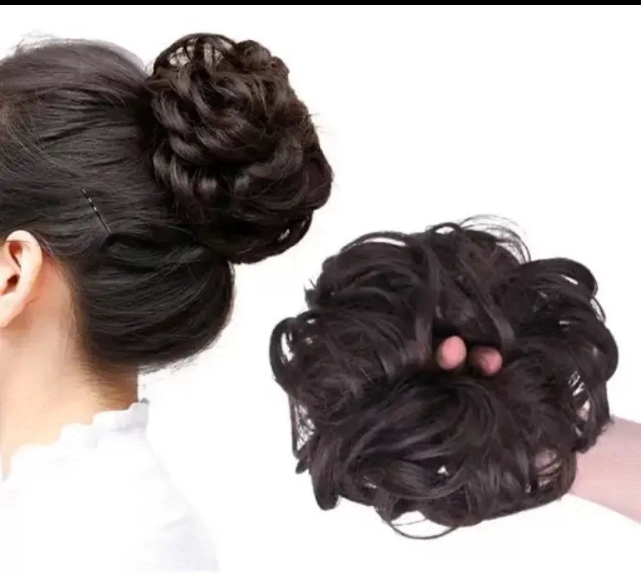 Messy Hair Scrunchie Hair Piece With Elastic Rubber Band