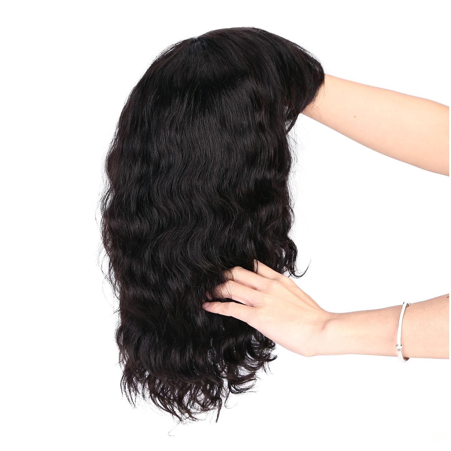 Wiger Human Hair Natural Wave Wigs Bangs Black Wavy Bob Wigs For Black Women