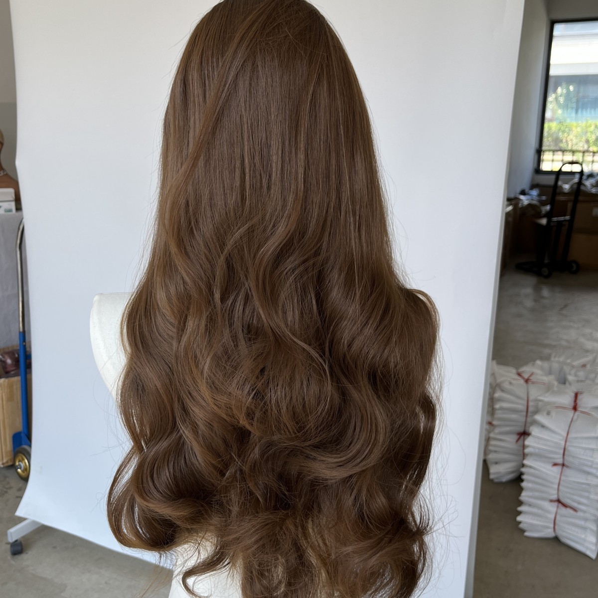 Lace Frontal Wigs Heat Resistant Synthetic Hair Long Wavy Light brown