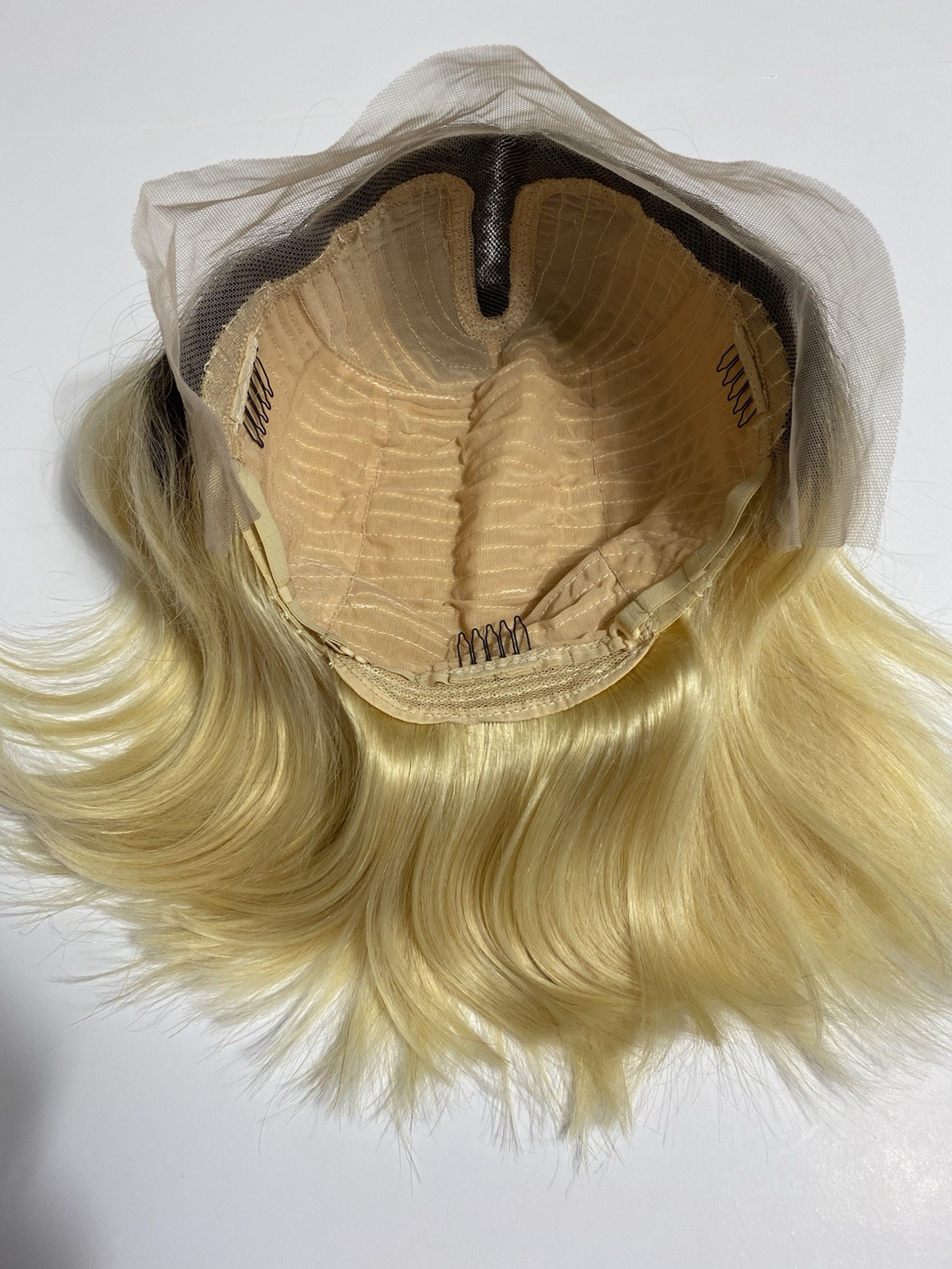 12 Inch Ombre Blonde Wig 1B/613 Human Hair Lace Front T-Part Blunt Cut Bob
