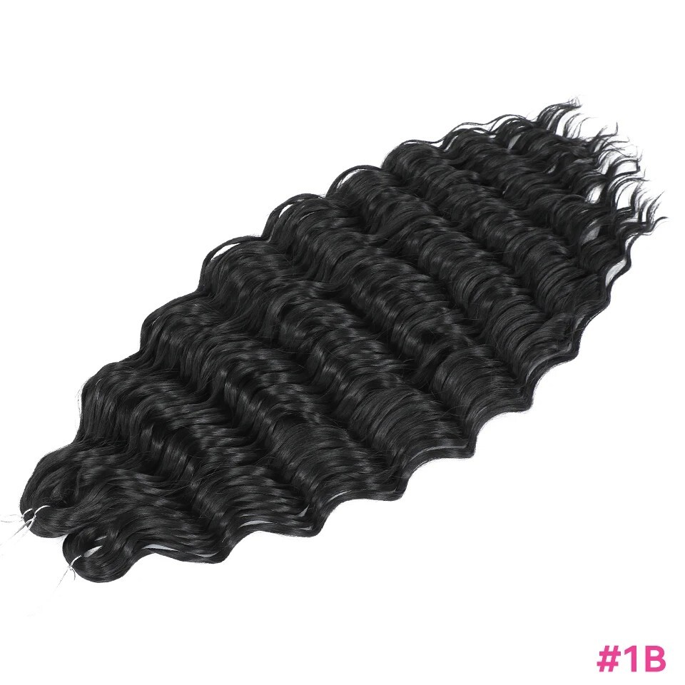 24″ Deep Wave Crochet Hair Water Wave Ombre Afro Curls Twist Braiding Extensions