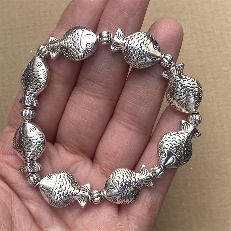 Antique Zang silver solid silver annual surplus bracelet for men and women, vint