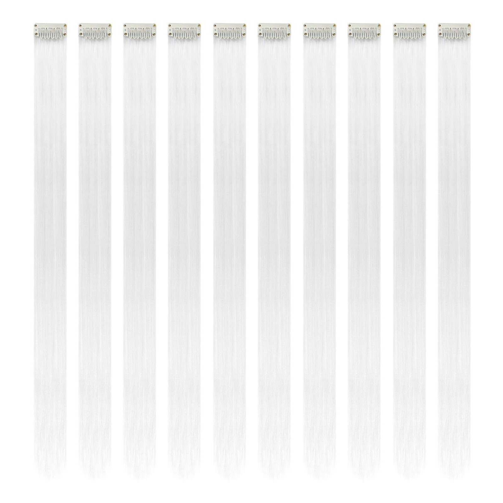 RINBOOOL White Hair Extensions Clip in, 22 22 Inch (Pack of 10), 10PCS-White