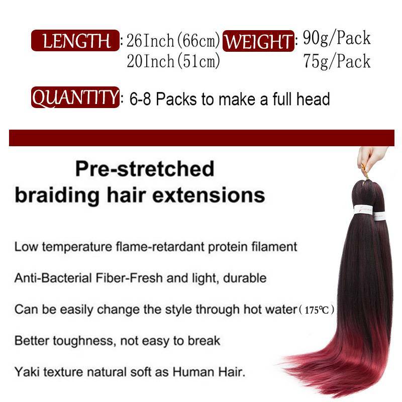 Pre-Stretched EZ Braiding Hair Extensions Ombre Jumbo Box Braids as Human Boho