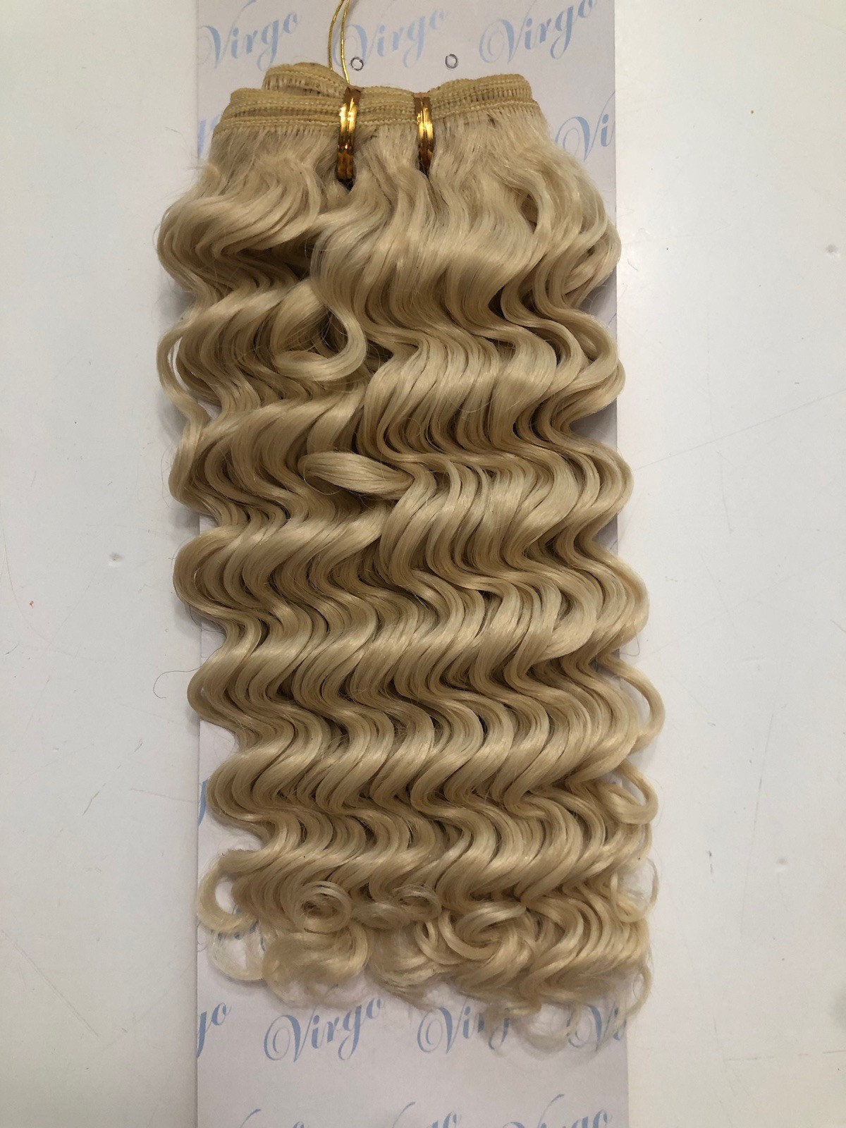 Virgo Human Hair Extensions Deep Wave 12 Inch Blond light