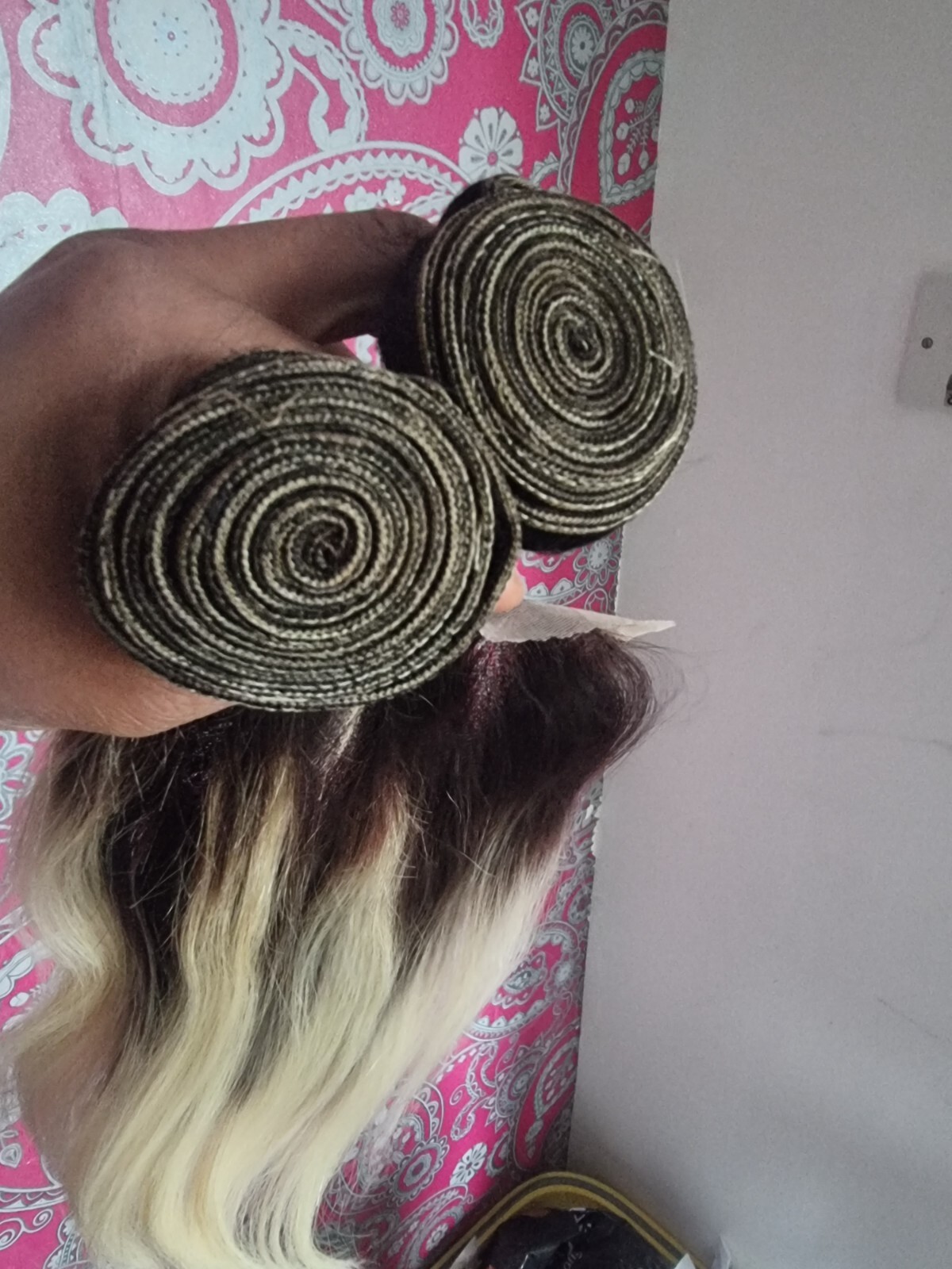 12A BRAZILIAN Virgin HUMAN HAIR STRAIGHT 1B#/613# DARK ROOT 10+10&10INCH CLOSURE