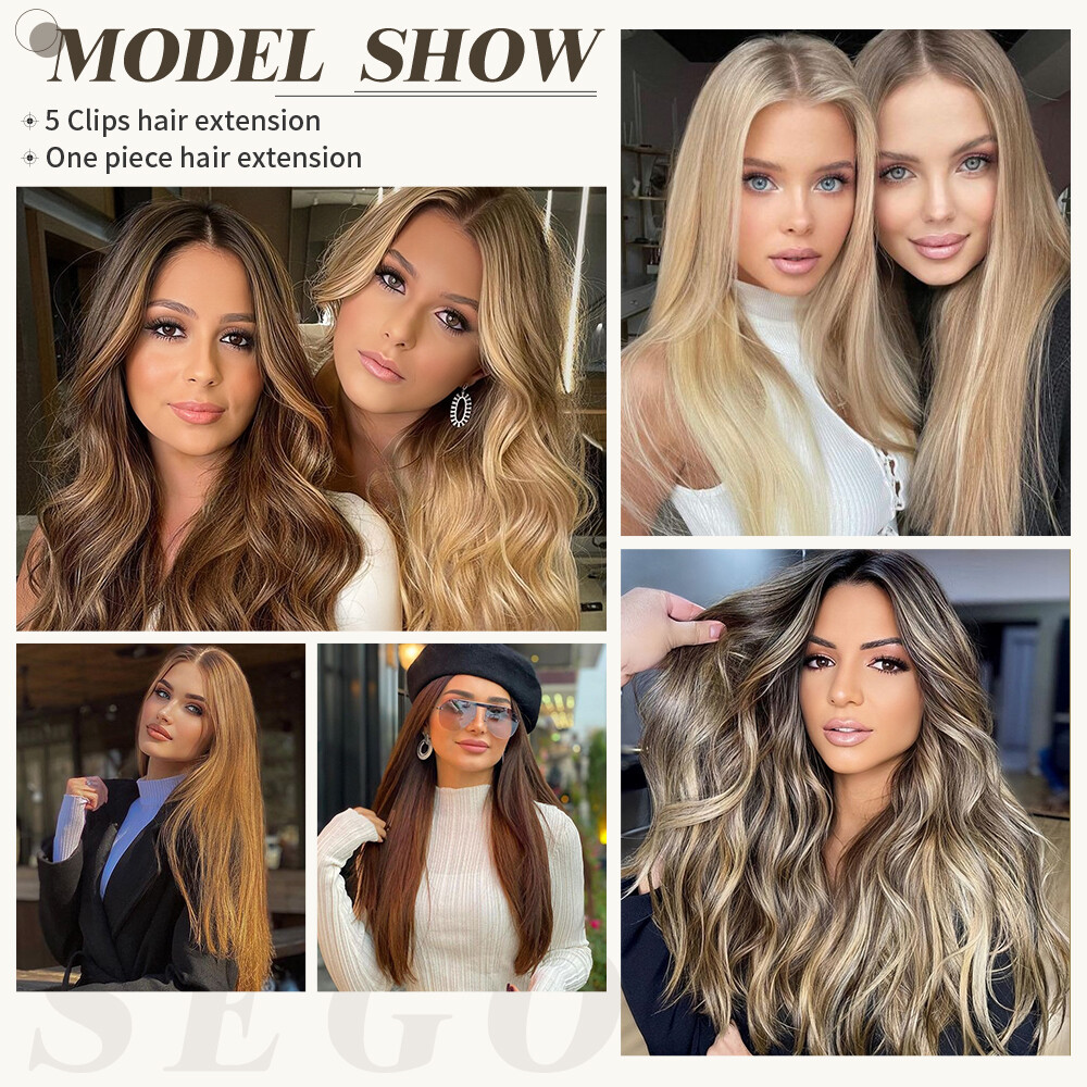 CLEARANCE 1PC Clip In On THICK Hair Extensions 3/4 Full Head AS Human Long Wavy