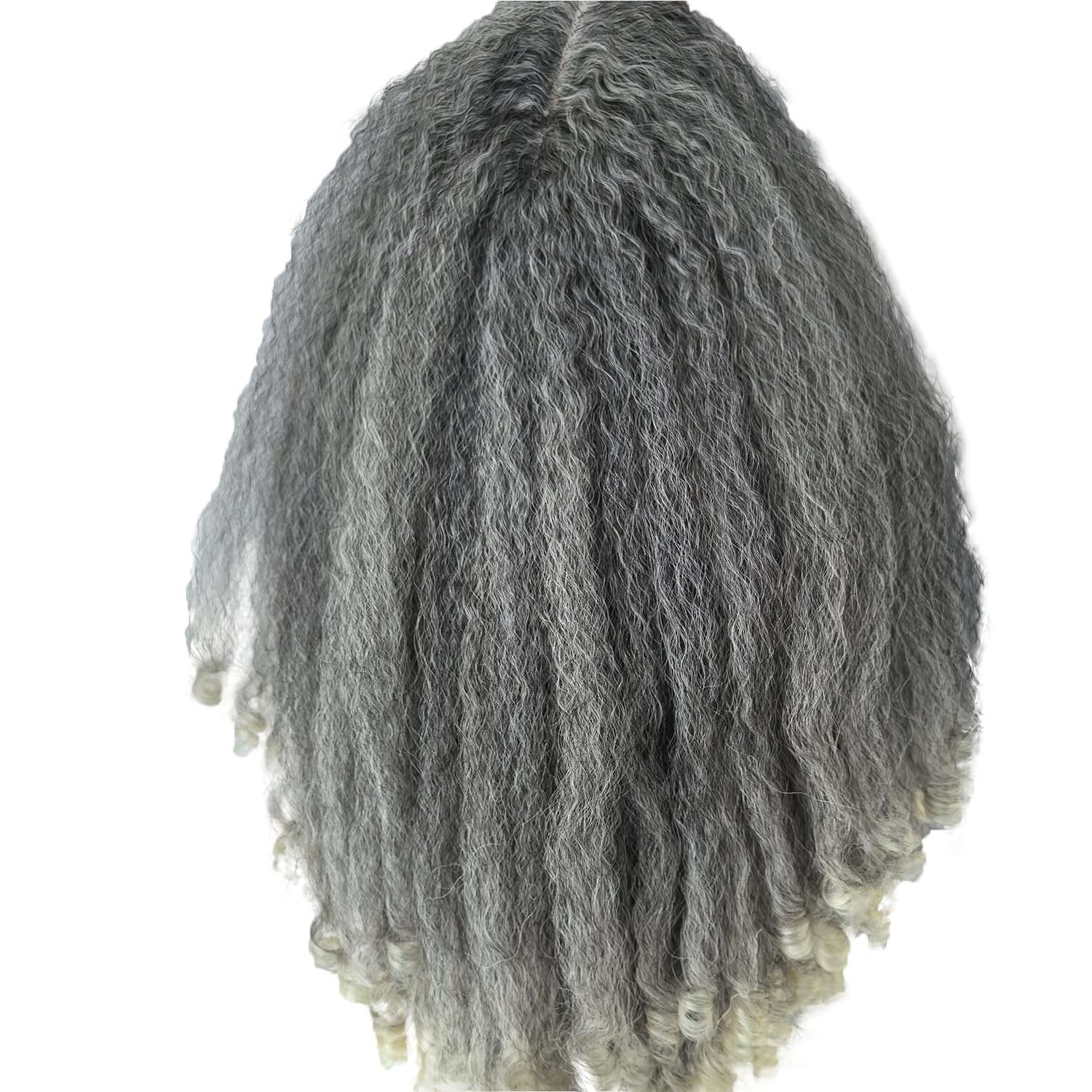 Afro Kinky Straight Lace Front Grey Wig 20 Inch T Part Salt and Pepper Wigs f…
