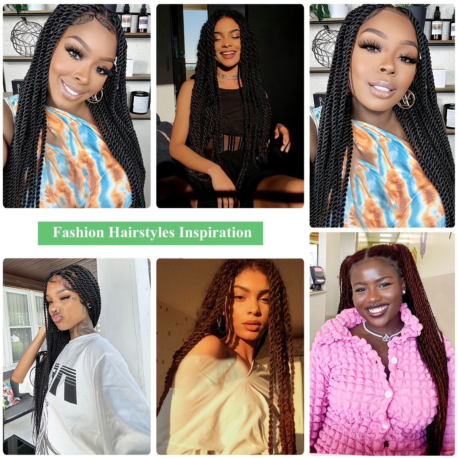 Senegal Twist Wigs 36″ Full Lace Single-Layer Lace Two-Braid Wigs for Women