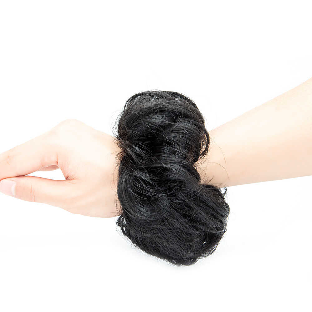 US Wavy Curly Messy Bun Chignon Donut Tweezer Thick Wrap Hair Piece Scrunchie YJ