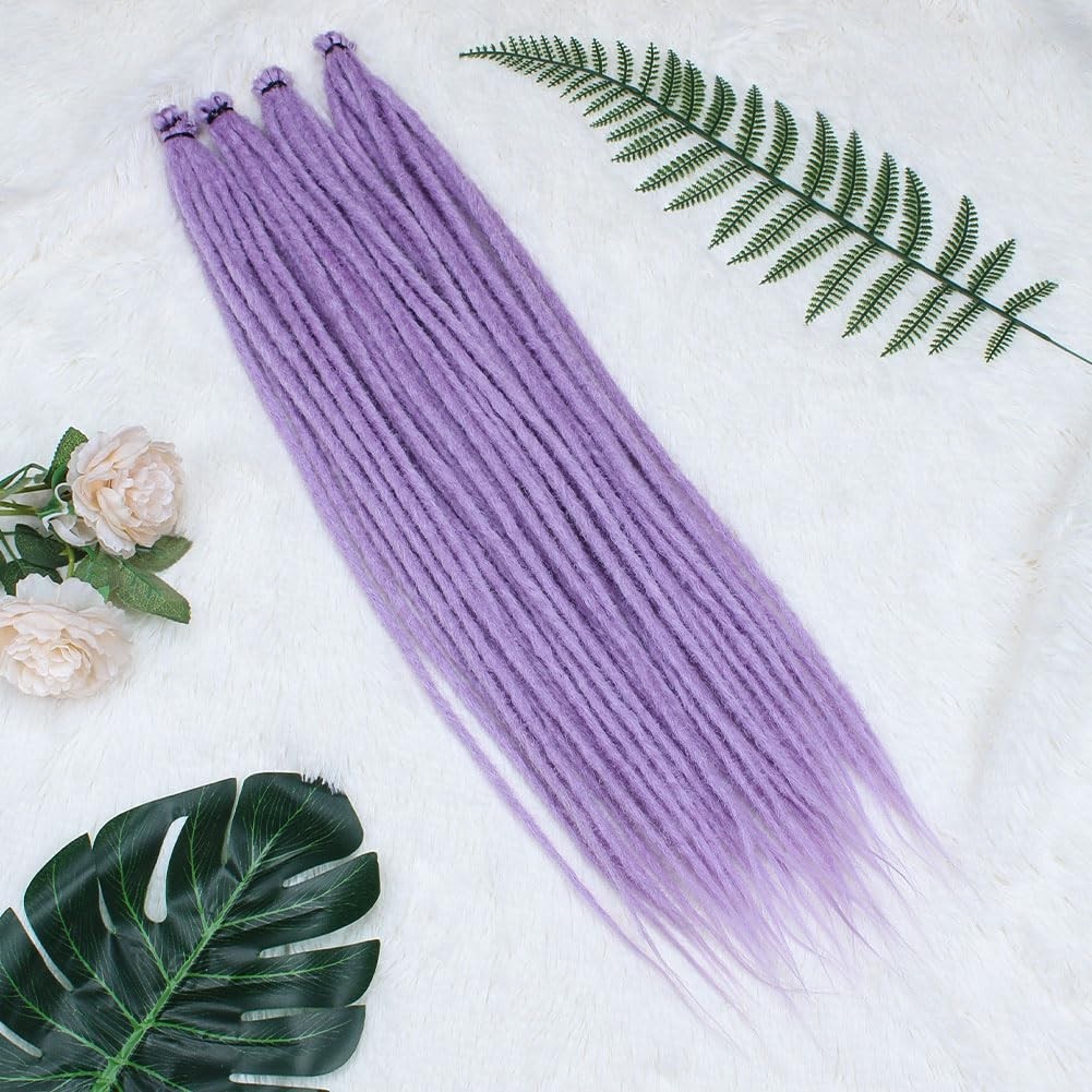 22″ Lavender Reggae Style Dreads – 10 Handmade Synthetic Extensions for Girls