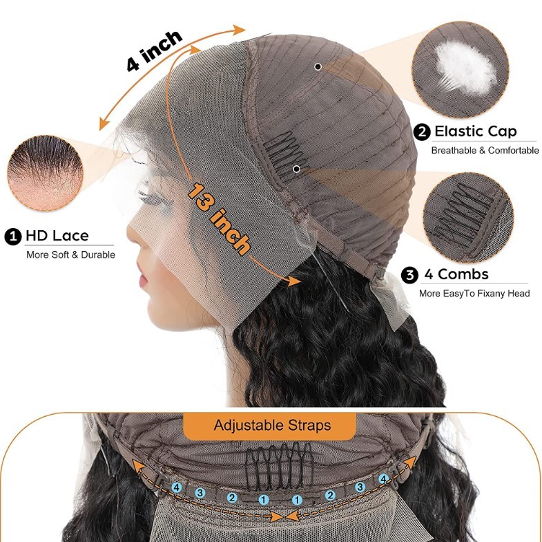 Long Straight Slight Wave Grey Human Hair Lace Front Wig Heat Resistant Glueless