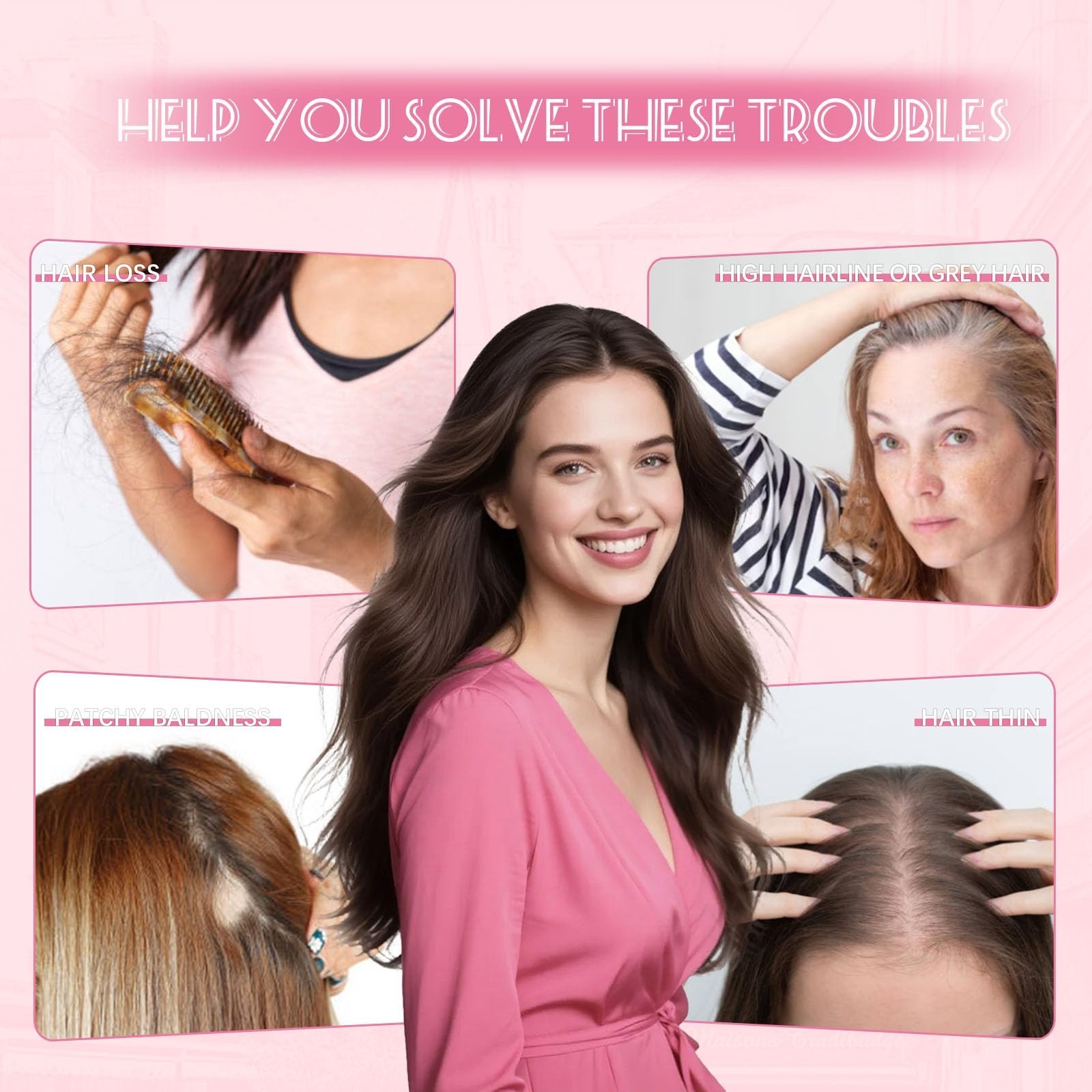 16″ Real Human Hair Topper for Women – Natural Black, 6×7″ Base, Volume Boost