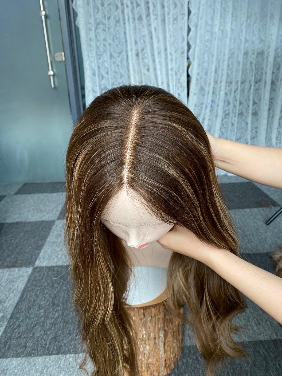 Lace Top Human Hair Wig Sheitel 23” | Slight Layer | Color 6/12/16 | Medium Cap