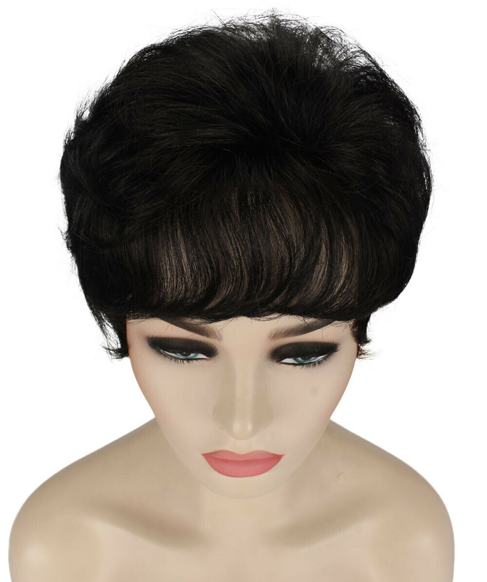 Ava – Straight Kanekalon Synthetic Fiber Full Wig, 1.5 – 4.5 in, Black