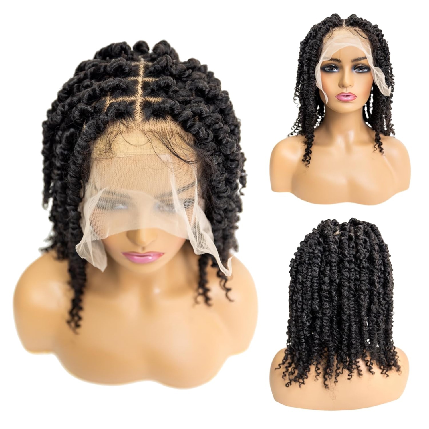 Stylish 12” Spring Twist Braided Lace Wig for Modern Black Women – Easy to Wear