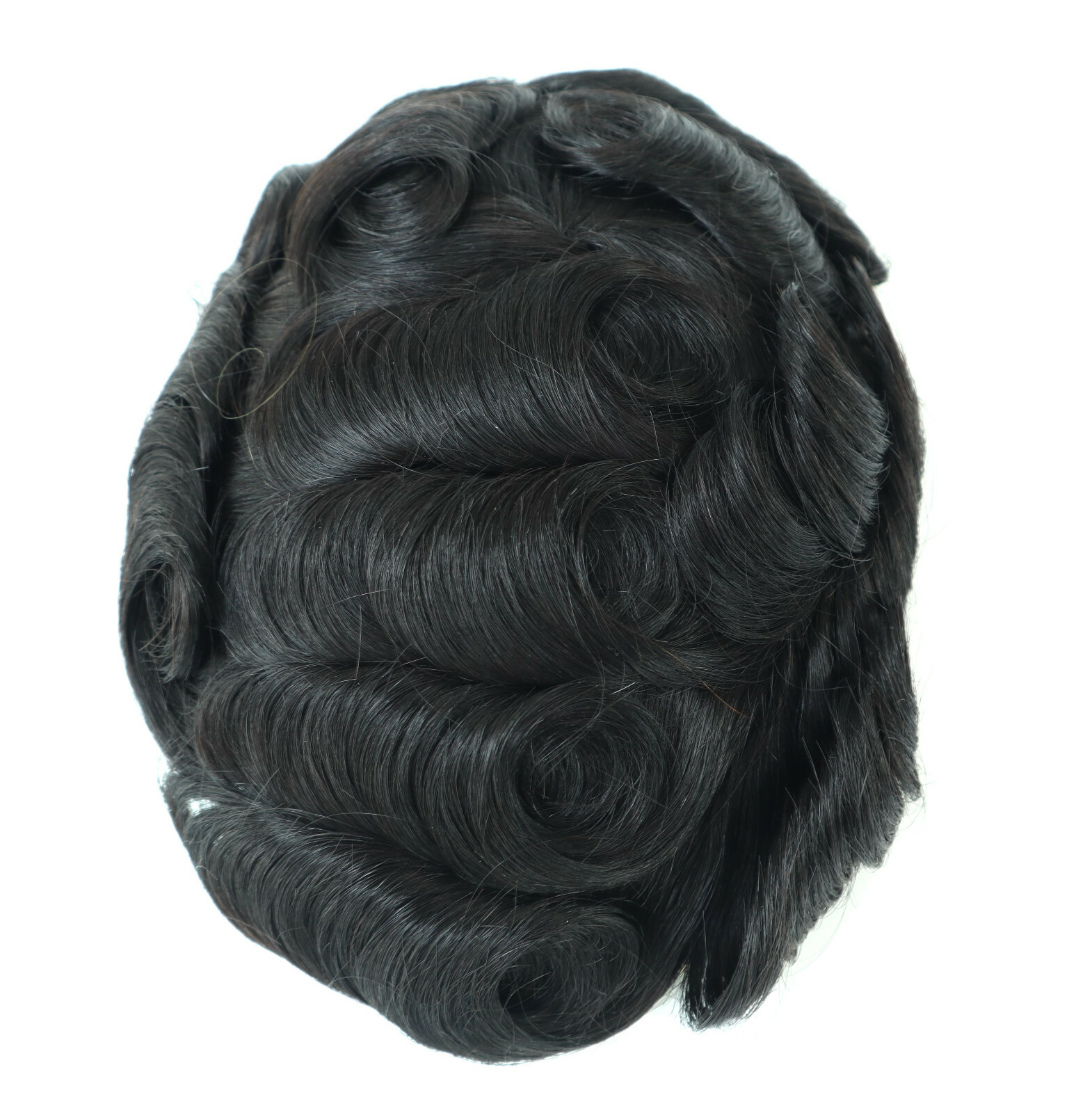 Natural Mens Toupoee Lace Front Hair Replacement System Black Hair Pieces #1B