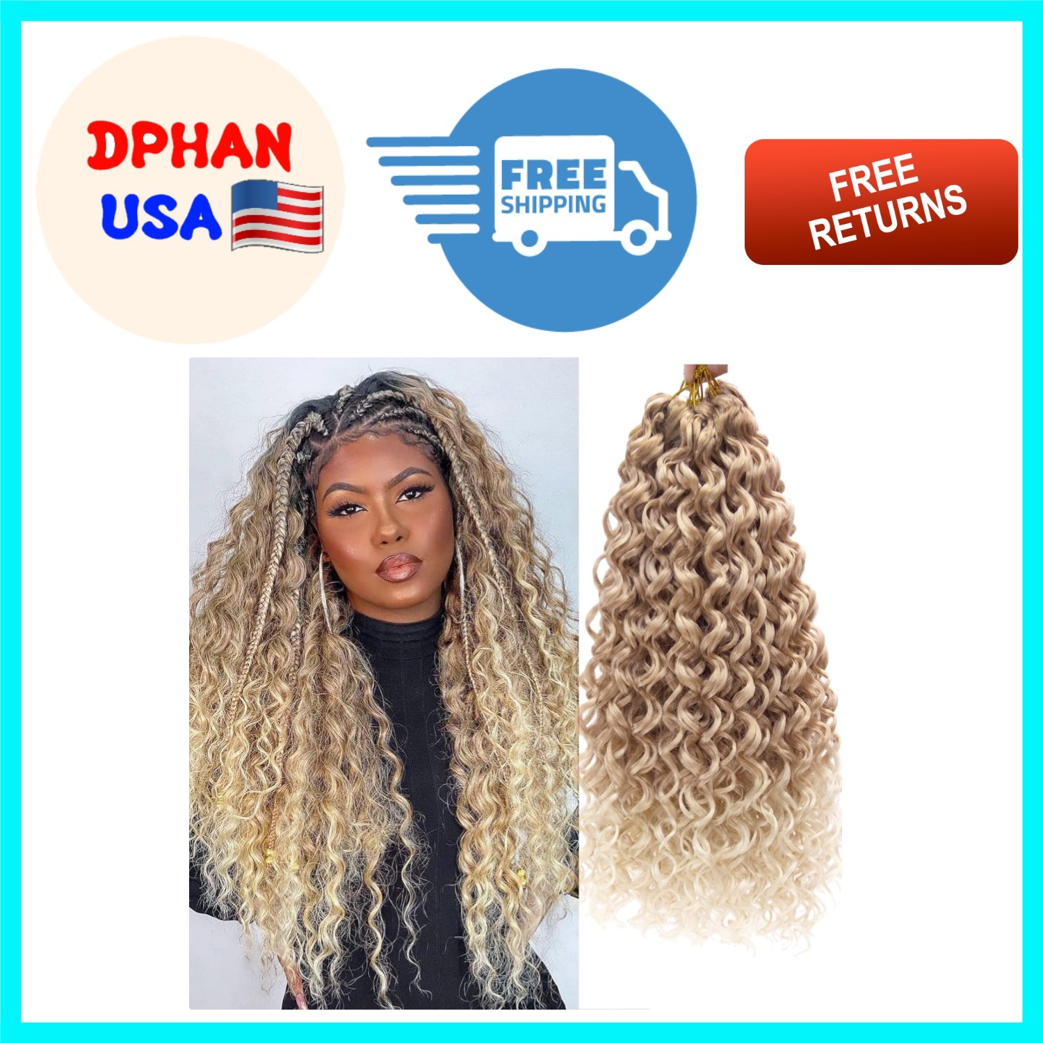 GoGo Curl Synthetic 18-Inch Crochet Hair – Curly Ombre Blonde for All Occasions