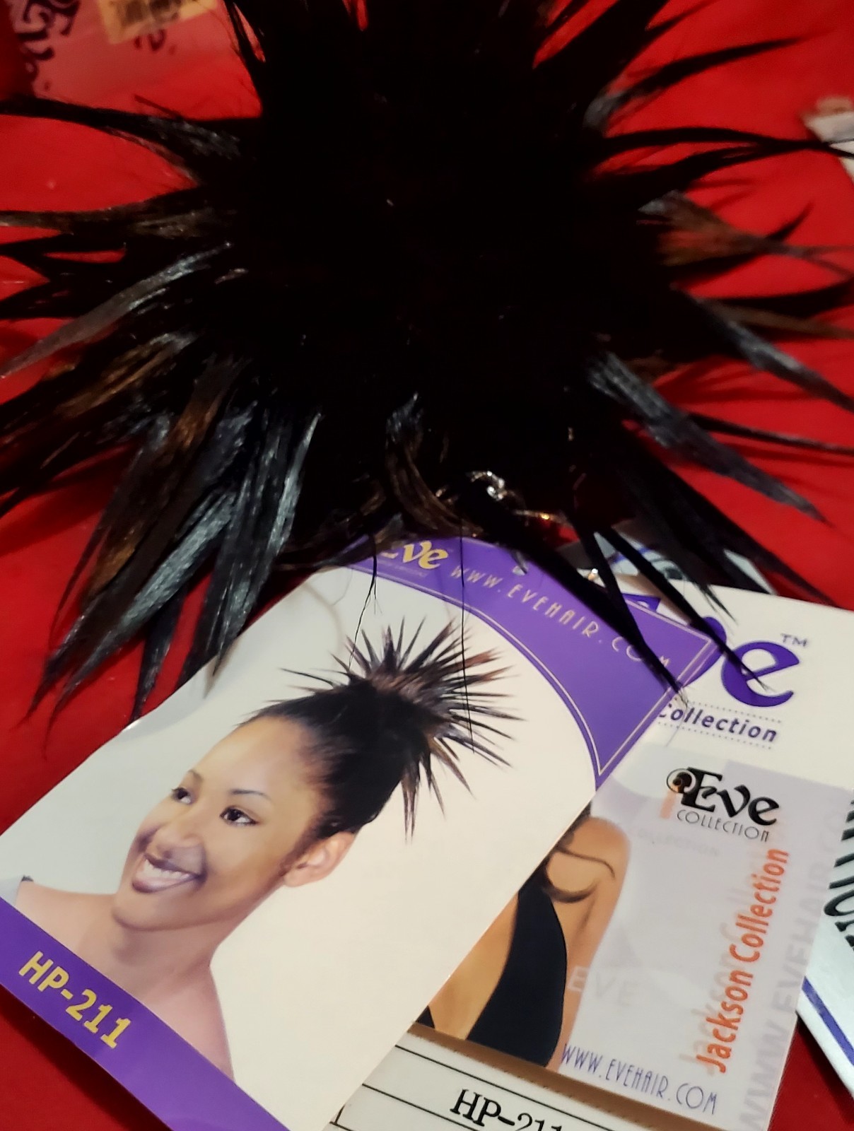 Black Spiky Hair Topper Clip in Hairpiece Drawstring By EVE