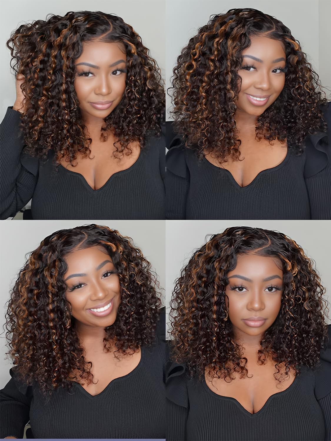 Isee Hair Highlight Glueless Bob Wigs Human Hair Pre Plucked Pre Cut 2/30 Honey
