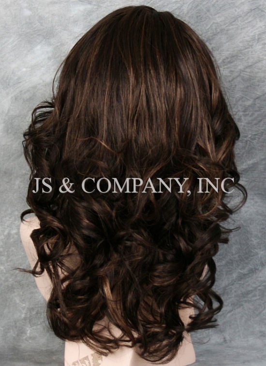Glamorous New Big Curly Wavy Brown Auburn Mix Wig w Bangs BL 4-30