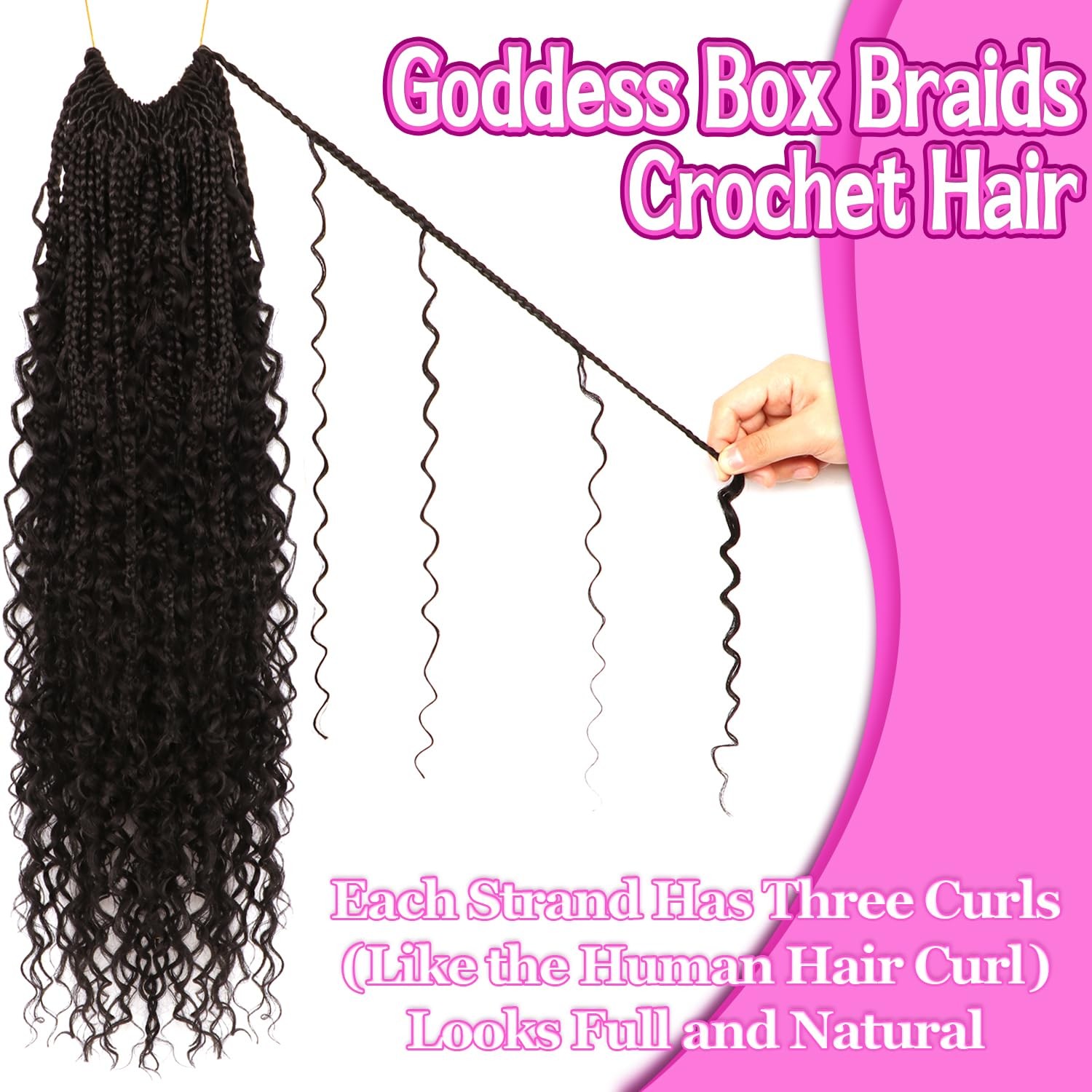 Goddess Boho Box Braids Crochet Hair-8 Packs 24 Inch Crochet Box Braids for B…